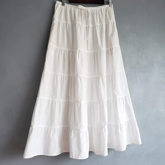 NWT JOIE LONG TIERED GATHERED WHITE SKIRT, SIZE L - Picture 4 of 12